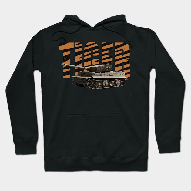 German Tiger  MBT Tank WWII Hoodie by Dirty Custard Designs 